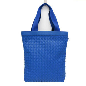 BOTTEGA VENETA Blue Leather Intrecciato Tote Bag
